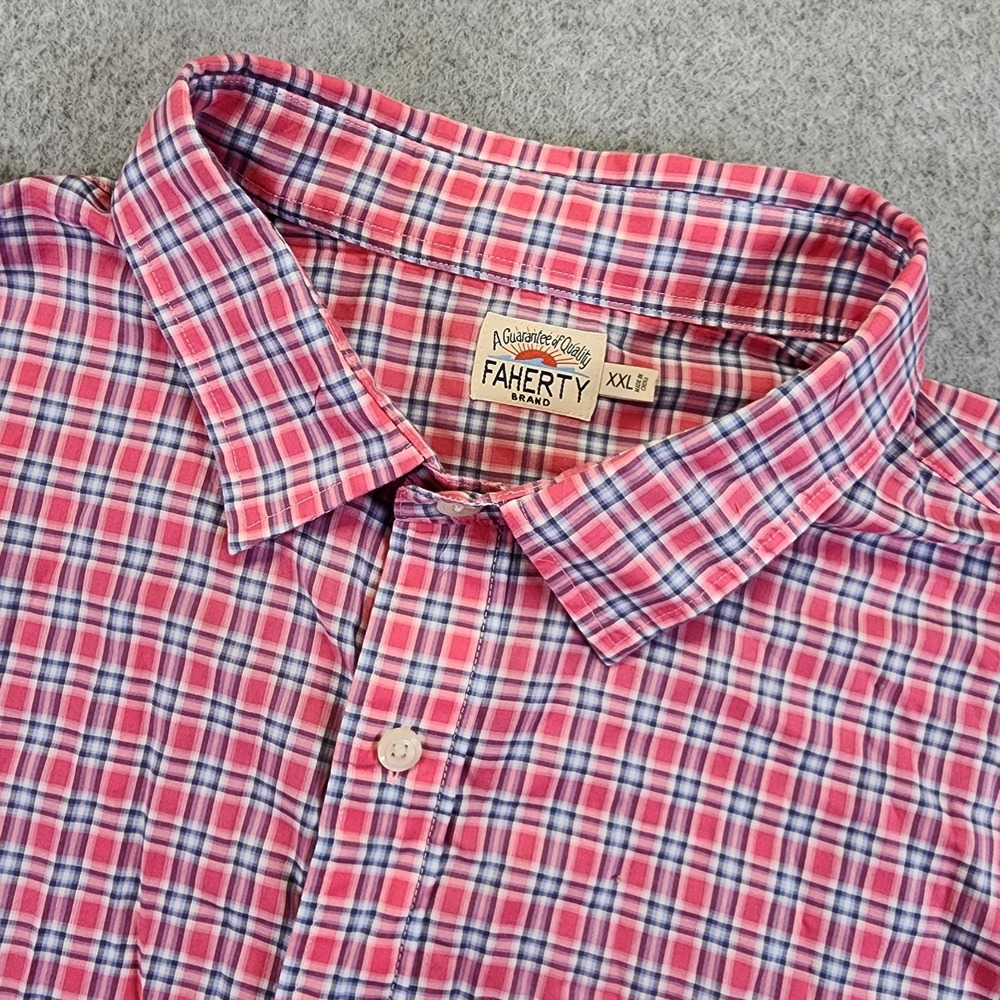 Faherty Men's XXL 2XL Pink Plaid Long Sleeve‎ Button Front Shirt